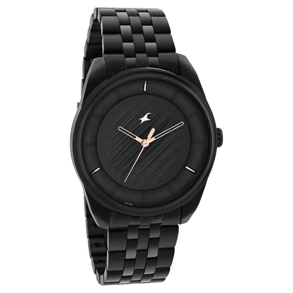 Fastrack Crush Quartz Analog Black Dial Stainless Steel Strap Watch for Guys