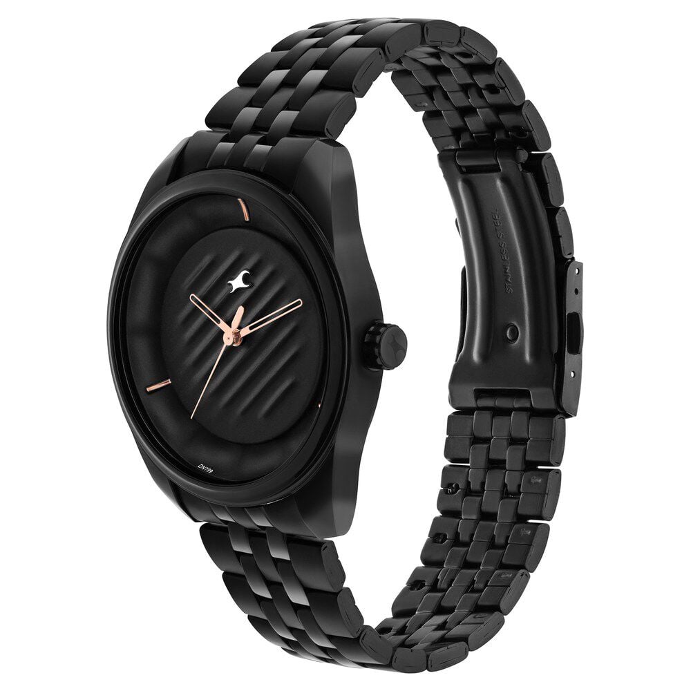 Fastrack Crush Quartz Analog Black Dial Stainless Steel Strap Watch for Guys