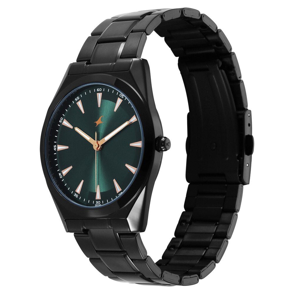 Fastrack Stunners X Quartz Analog Green Dial Stainless Steel Strap Watch For Guys