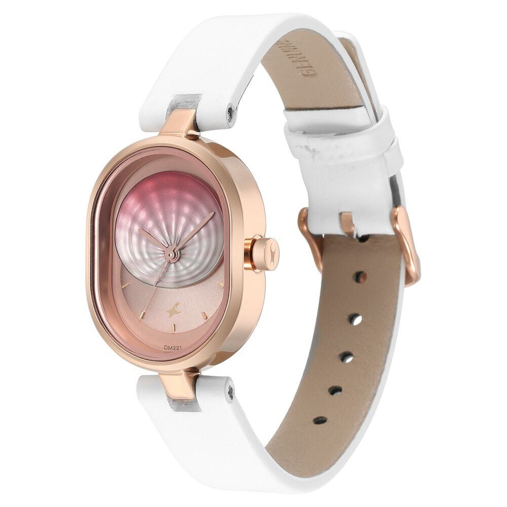 Fastrack Uptown Retreat Quartz Analog Pink Dial Leather Strap Watch for Girls