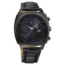 Fastrack Kronos Chronograph Black Dial Black Leather Strap Watch For Guys