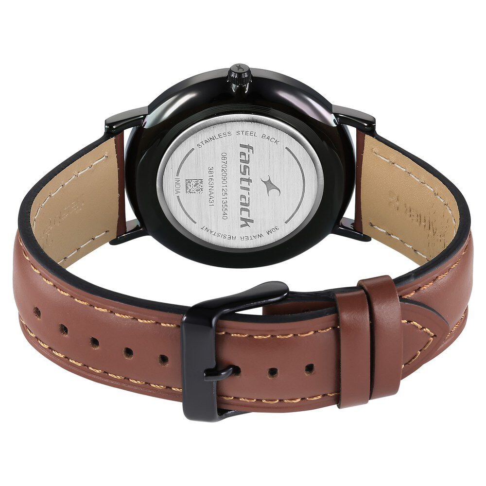 Fastrack Stunners X Quartz Analog Green Dial Leather Strap Watch For Guys
