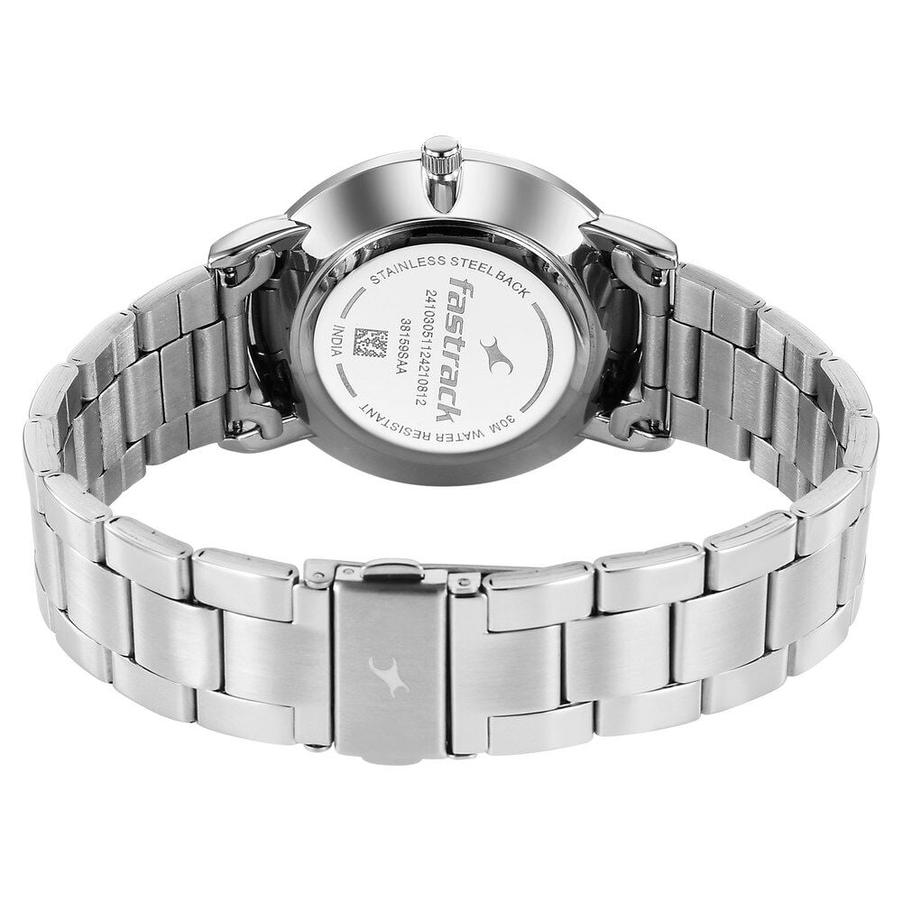 Fastrack Stunners X Quartz Analog Beige Dial Stainless Steel Strap Watch For Guys