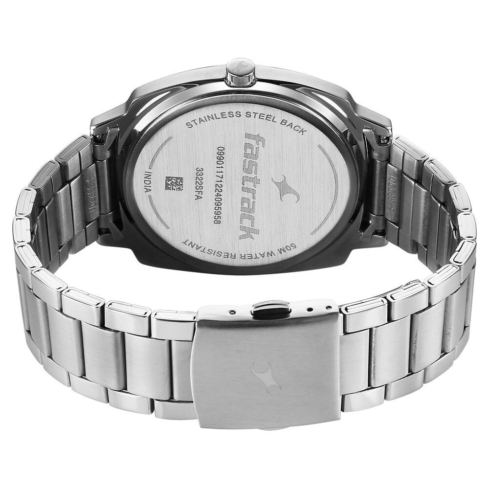 Fastrack Groove Quartz Analog Silver Dial Guys Stainless Steel Watch