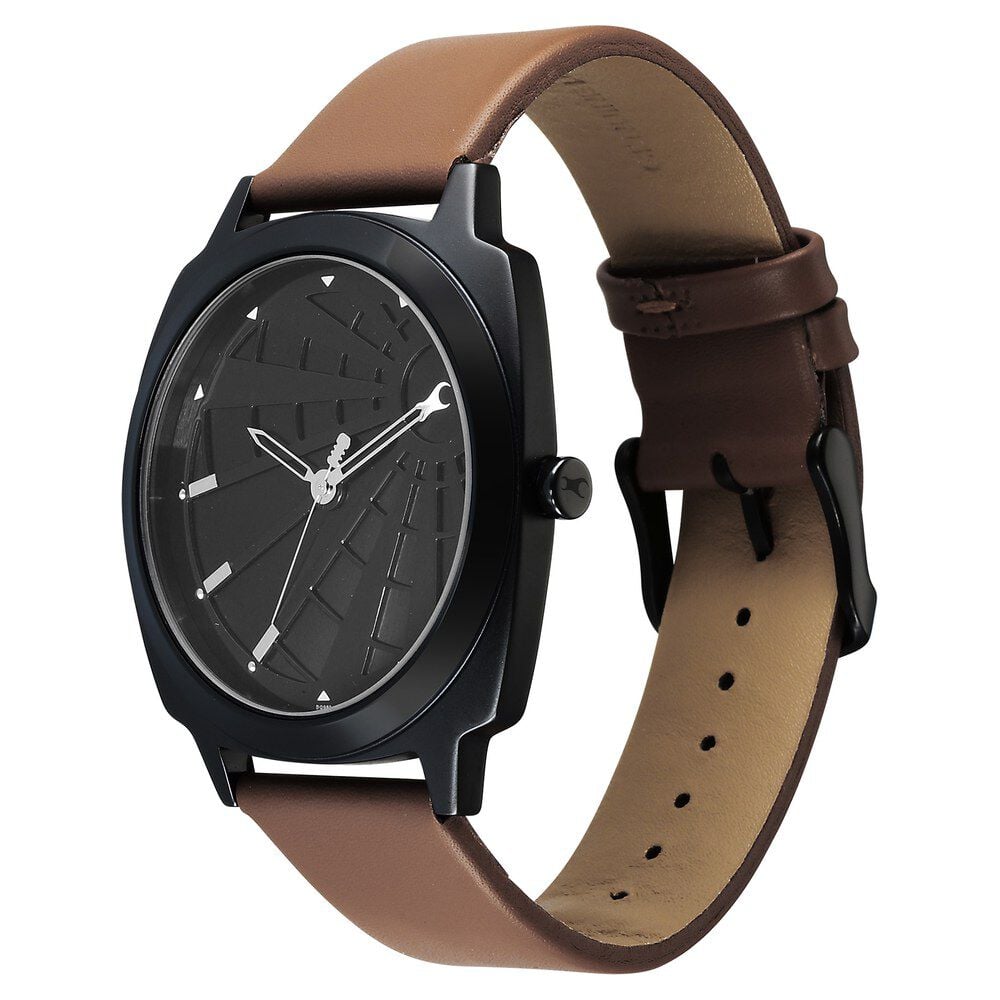 Fastrack Groove Quartz Analog Black Dial Guys Leather Watch