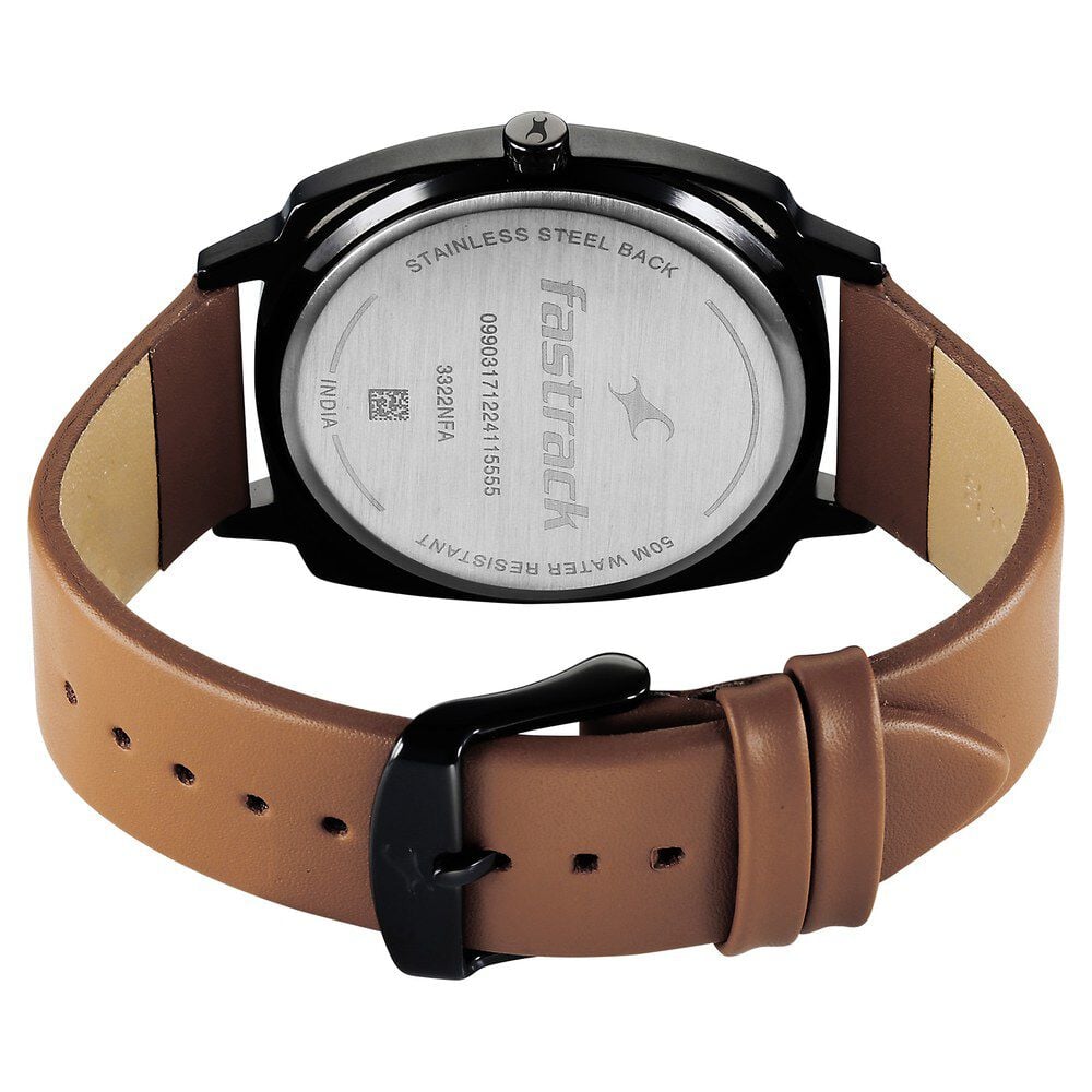 Fastrack Groove Quartz Analog Black Dial Guys Leather Watch