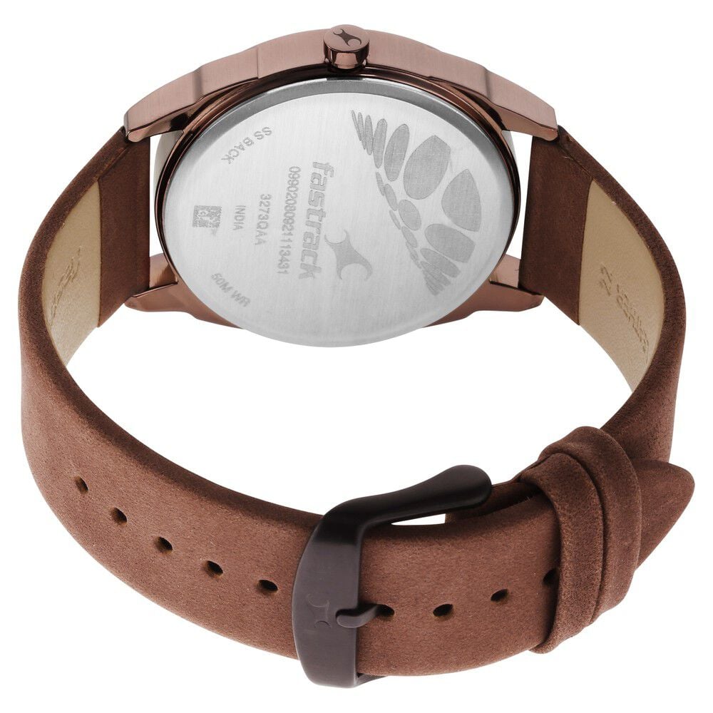 Fastrack After Dark Black Dial Leather Strap Watch for Guys