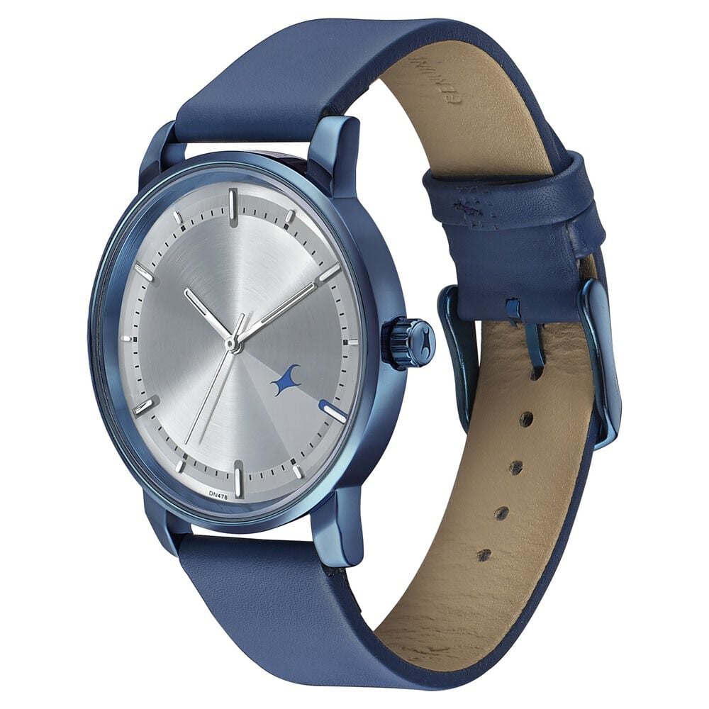 Fastrack Style Up Silver Dial Leather Strap Watch for Guys