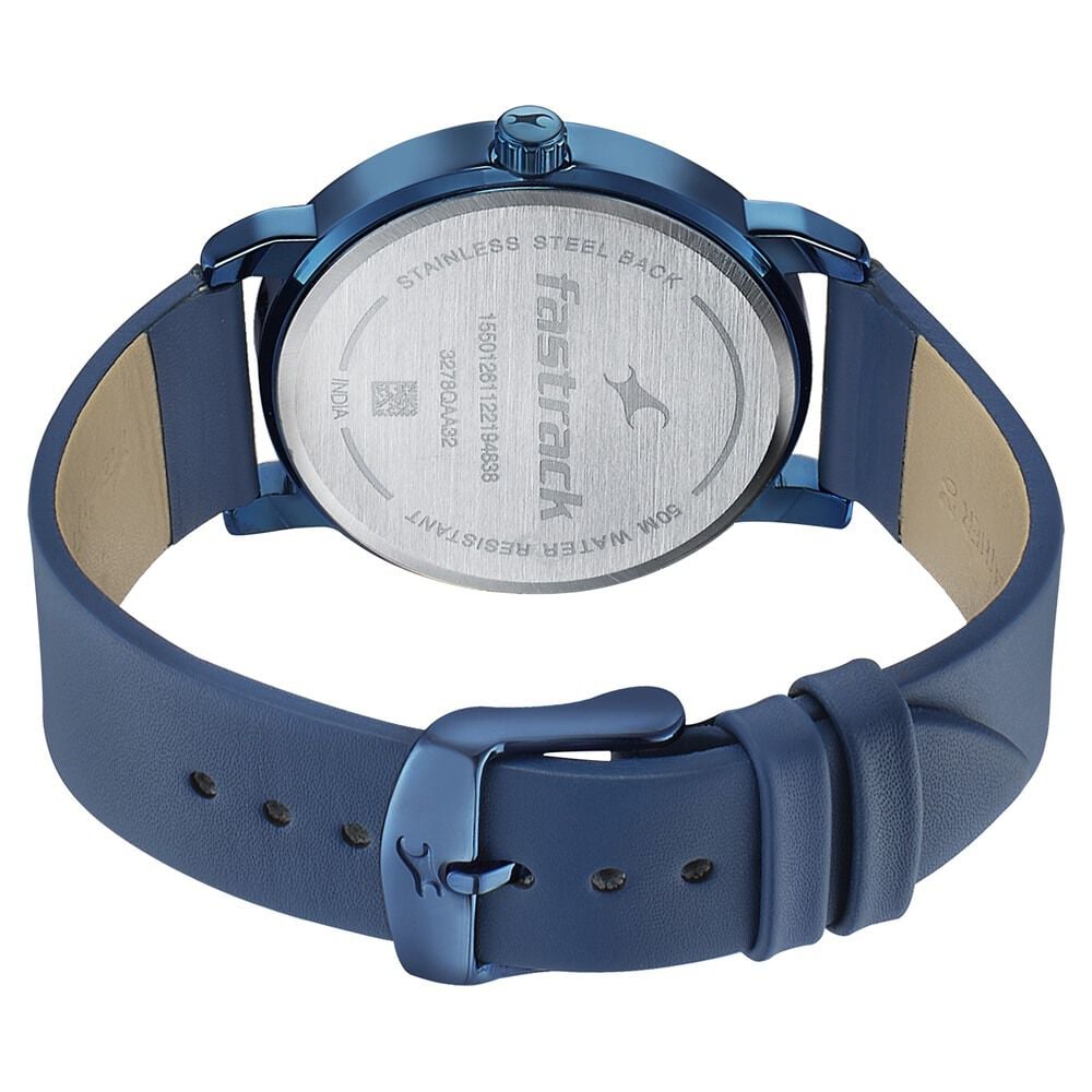 Fastrack Style Up Silver Dial Leather Strap Watch for Guys