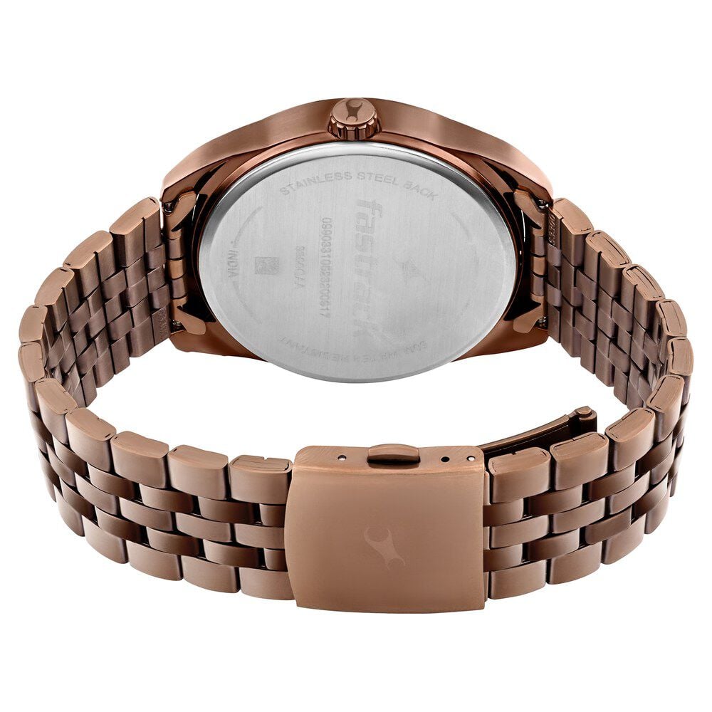 Fastrack Crush Quartz Analog Brown Dial Stainless Steel Strap Watch for Guys