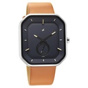 Fastrack After Dark Blue Dial Leather Strap Watch for Guys