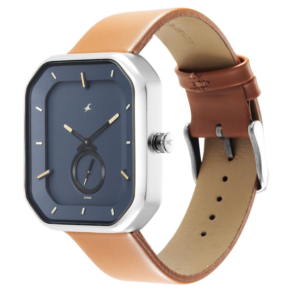 Fastrack After Dark Blue Dial Leather Strap Watch for Guys