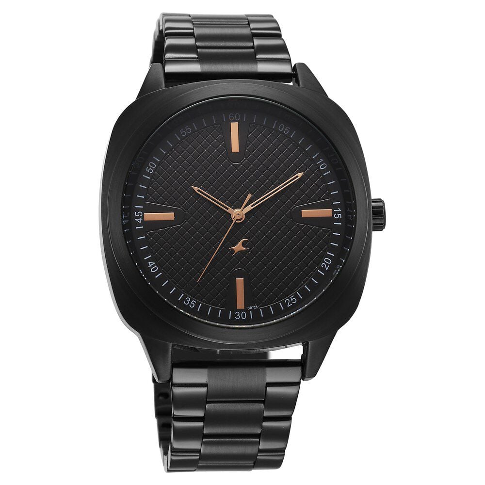 Fastrack Stunners X Quartz Analog Black Dial Stainless Steel Strap Watch For Guys