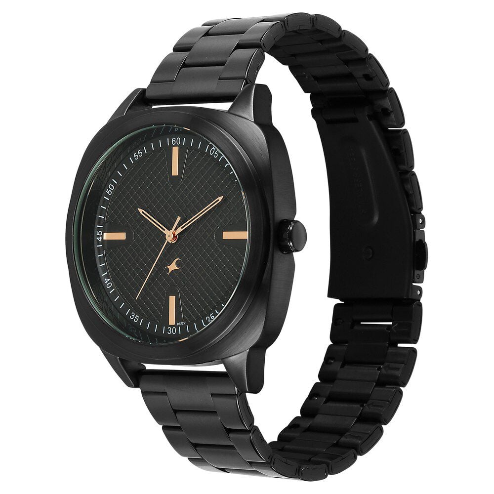 Fastrack Stunners X Quartz Analog Black Dial Stainless Steel Strap Watch For Guys