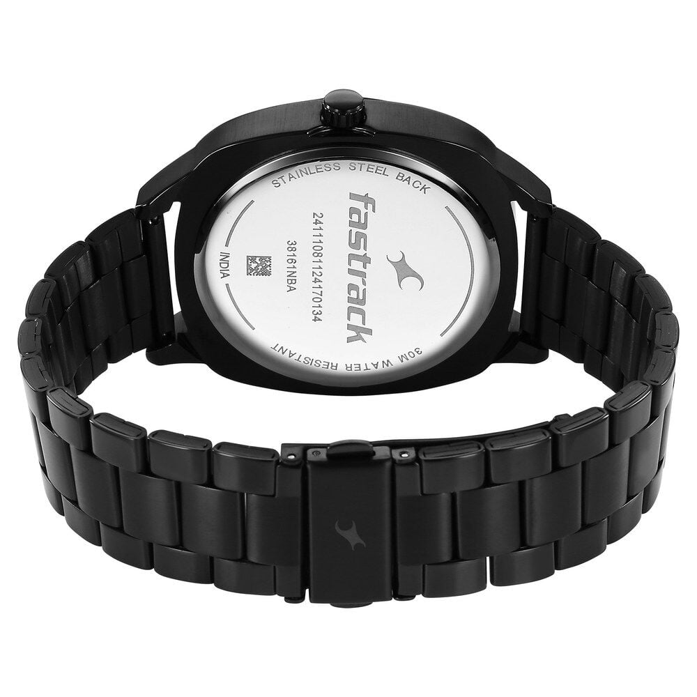Fastrack Stunners X Quartz Analog Black Dial Stainless Steel Strap Watch For Guys