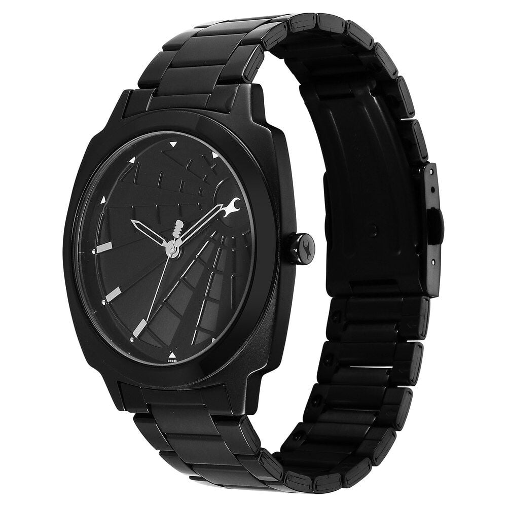 Fastrack Groove Quartz Analog Black Dial Guys Stainless Steel Watch