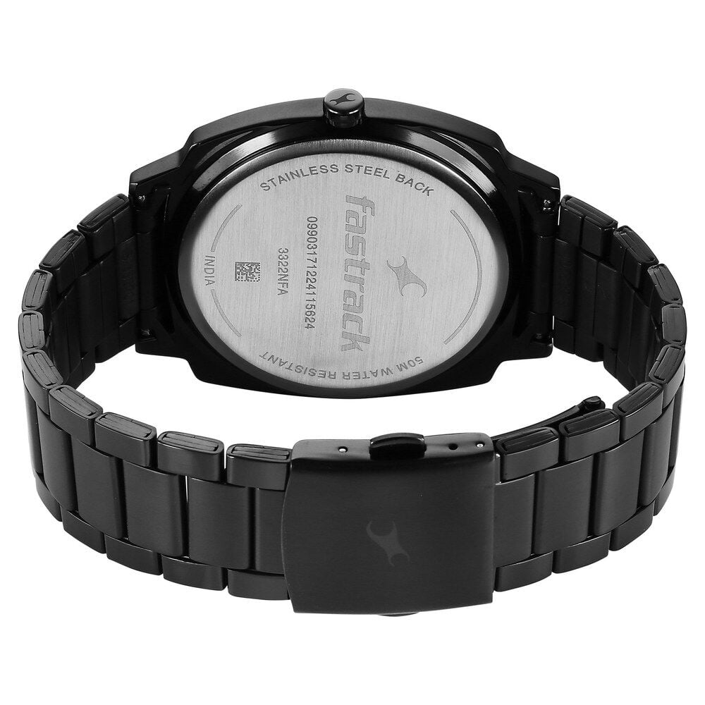 Fastrack Groove Quartz Analog Black Dial Guys Stainless Steel Watch