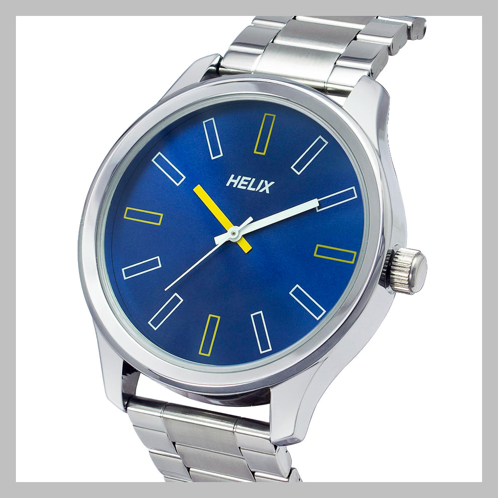 Helix By Timex Blue Round Analog Stainless Steel Watch Men -TW043HG04