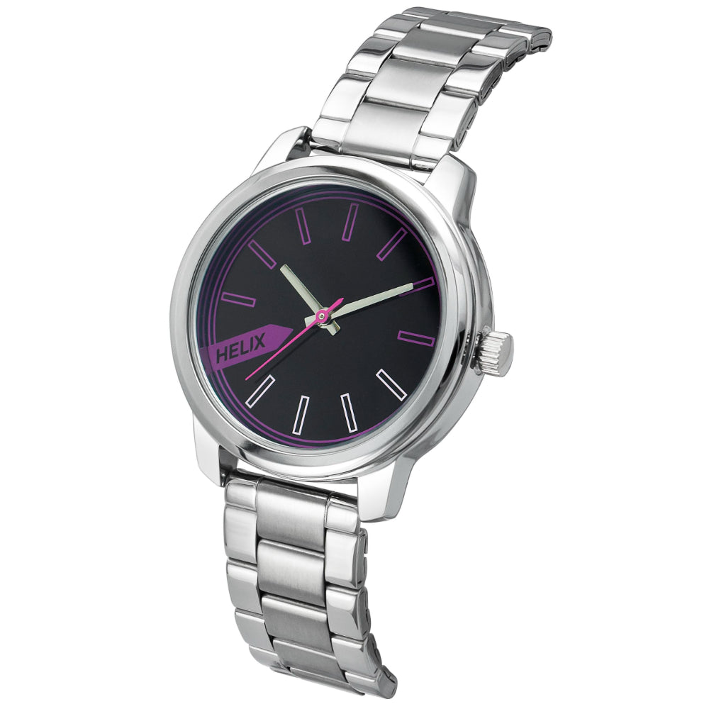 Helix By Timex Black Round Analog Brass Watch Women -TW048HL03