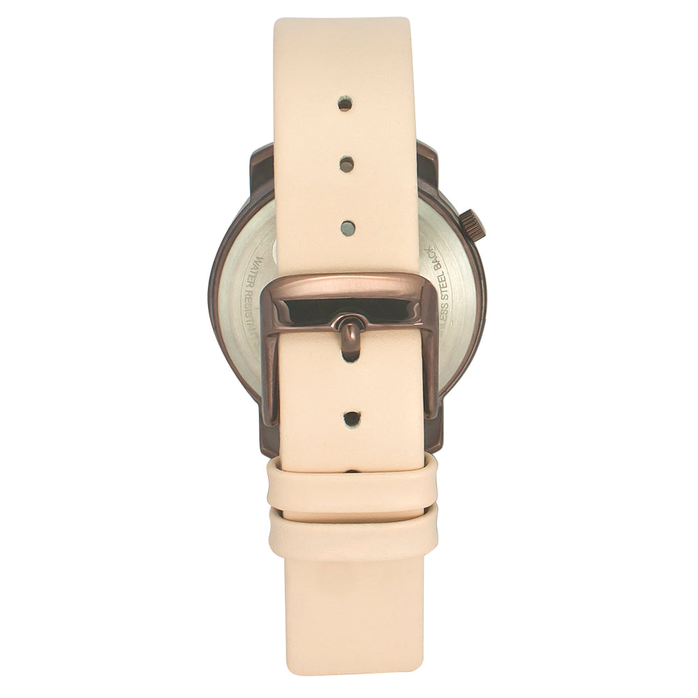 Helix By Timex Rose Gold Round Analog Leather Watch Women -TW032HL38