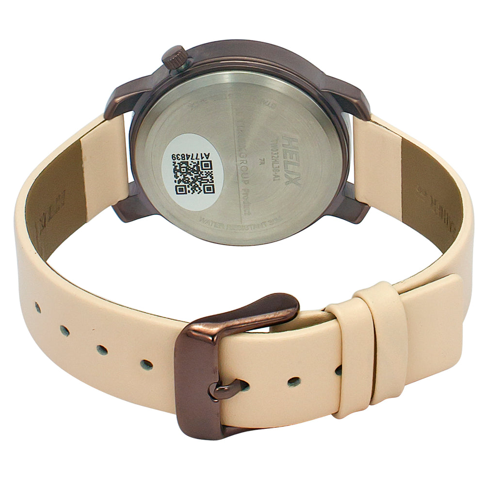 Helix By Timex Rose Gold Round Analog Leather Watch Women -TW032HL38