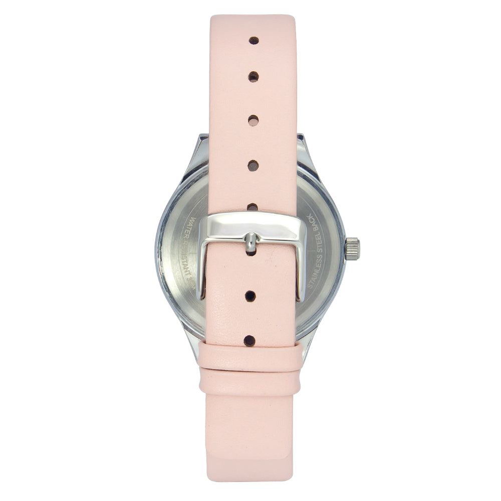 Helix By Timex Silver Round Analog Leather Watch Women -TW049HL00