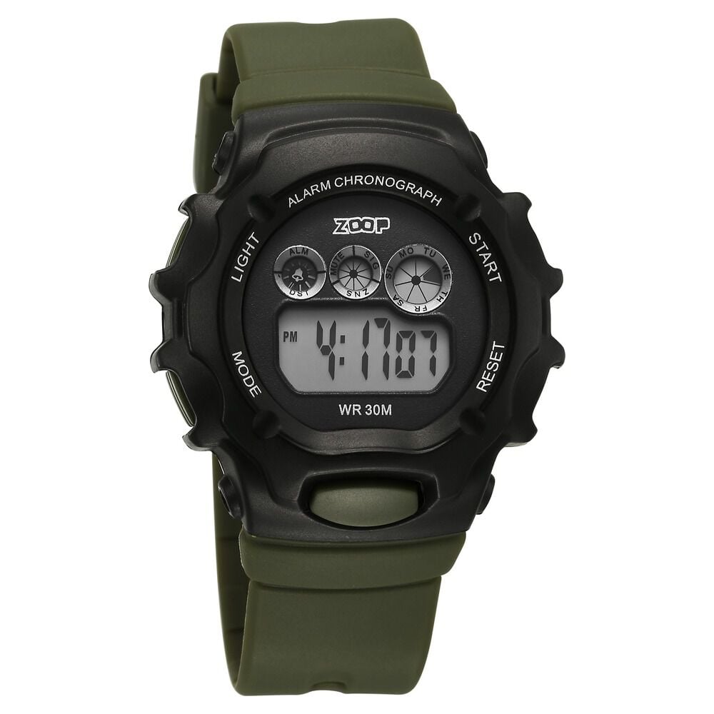 Zoop Pop Colour Digital Black Dial Green Plastic Strap Watch For Kids