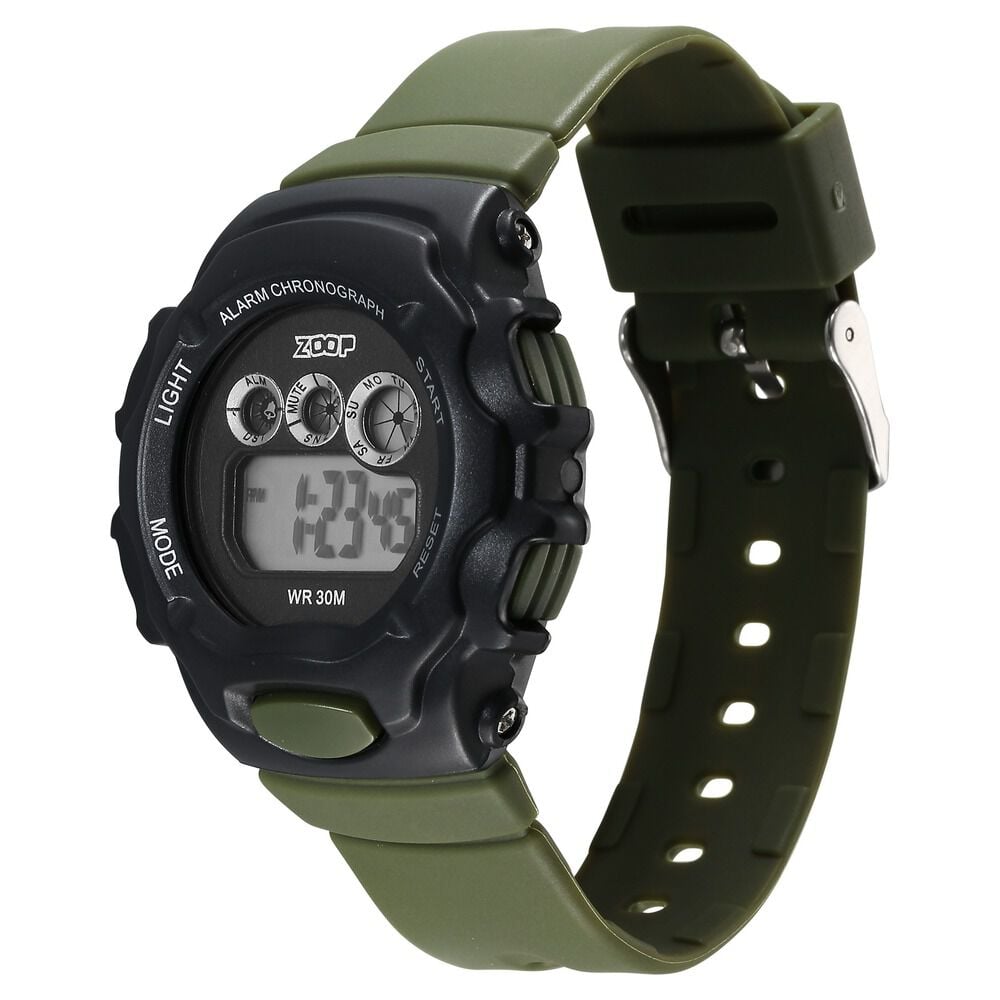 Zoop Pop Colour Digital Black Dial Green Plastic Strap Watch For Kids