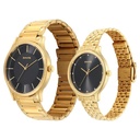 Sonata Pair Quartz Analog Black Dial Stainless Steel Strap Watch for Couple