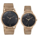 Sonata Modern Bandhan Quartz Analog Black Dial Rose Gold Stainless Steel Strap Watch For Couple