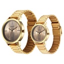Sonata Alloy Pairs Quartz Analog Brown Stainless Steel Strap for Couple