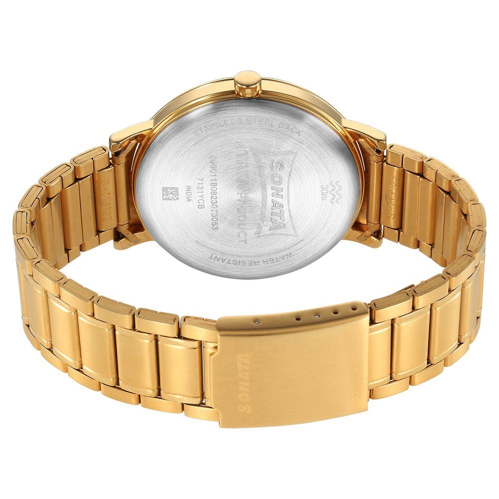 Sonata Utsav Quartz Analog Silver Dial Stainless Steel Strap Watch for Men