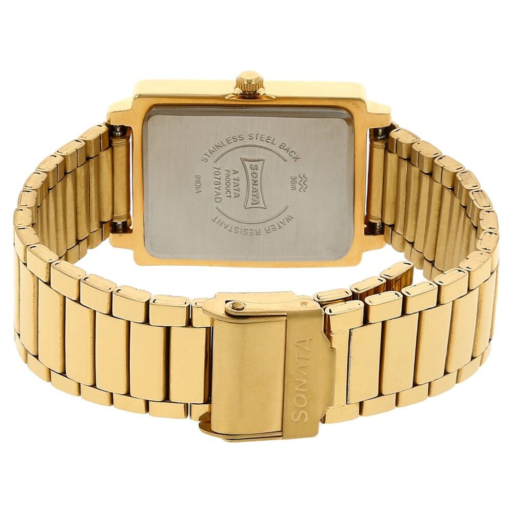 Sonata Quartz Analog White Dial Stainless Steel Strap Watch for Men