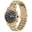 Sonata Quartz Analog with Day and Date Black Dial Golden Stainless Steel Strap Watch For Men