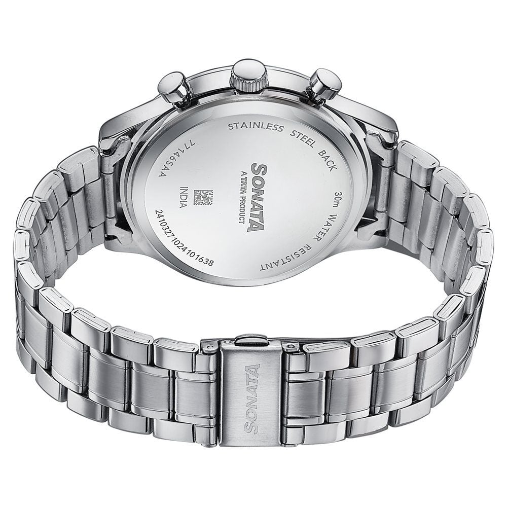 Sonata Wedding Edit Quartz Analog with Date Blue Dial Stainless Steel Strap Watch For Men
