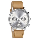 Sonata Quartz Multifunction Silver Dial Brown Leather Strap Watch For Men