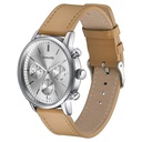 Sonata Quartz Multifunction Silver Dial Brown Leather Strap Watch For Men
