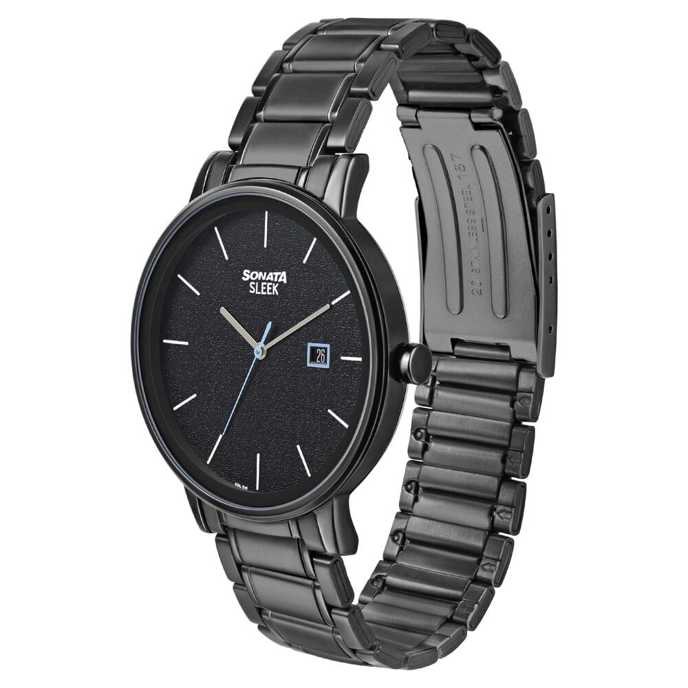Sonata Quartz Analog with Date Stainless Steel Strap Watch for Men