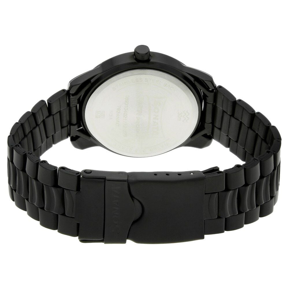 Sonata Quartz Analog Black Dial Metal Strap Watch for Men