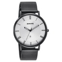 Sonata Quartz Analog with Date Silver Dial Black Stainless Steel Strap Watch For Men
