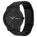 Sonata Quartz Analog with Day and Date Black Dial Stainless Steel Strap Watch for Men