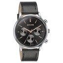 Sonata Quartz Multifunction Black Dial Black Leather Strap Watch For Men