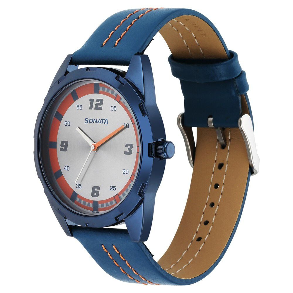 Sonata Blues Quartz Analog Two Toned Dial Metal Strap Watch for Men