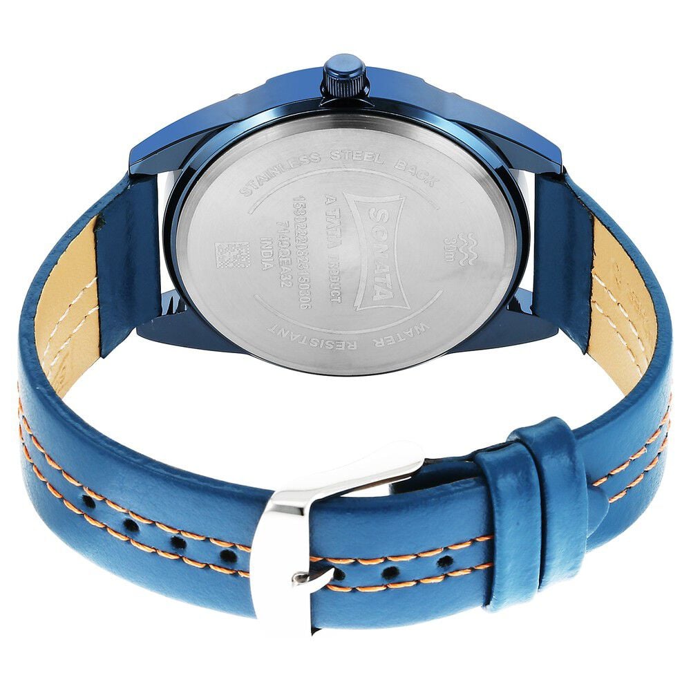 Sonata Blues Quartz Analog Two Toned Dial Metal Strap Watch for Men