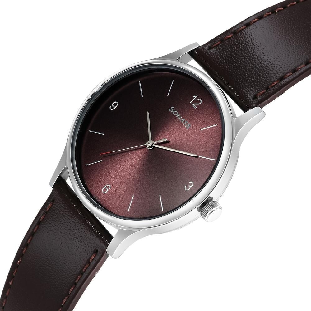 Sonata Quartz Analog Brown Dial Watch for Men