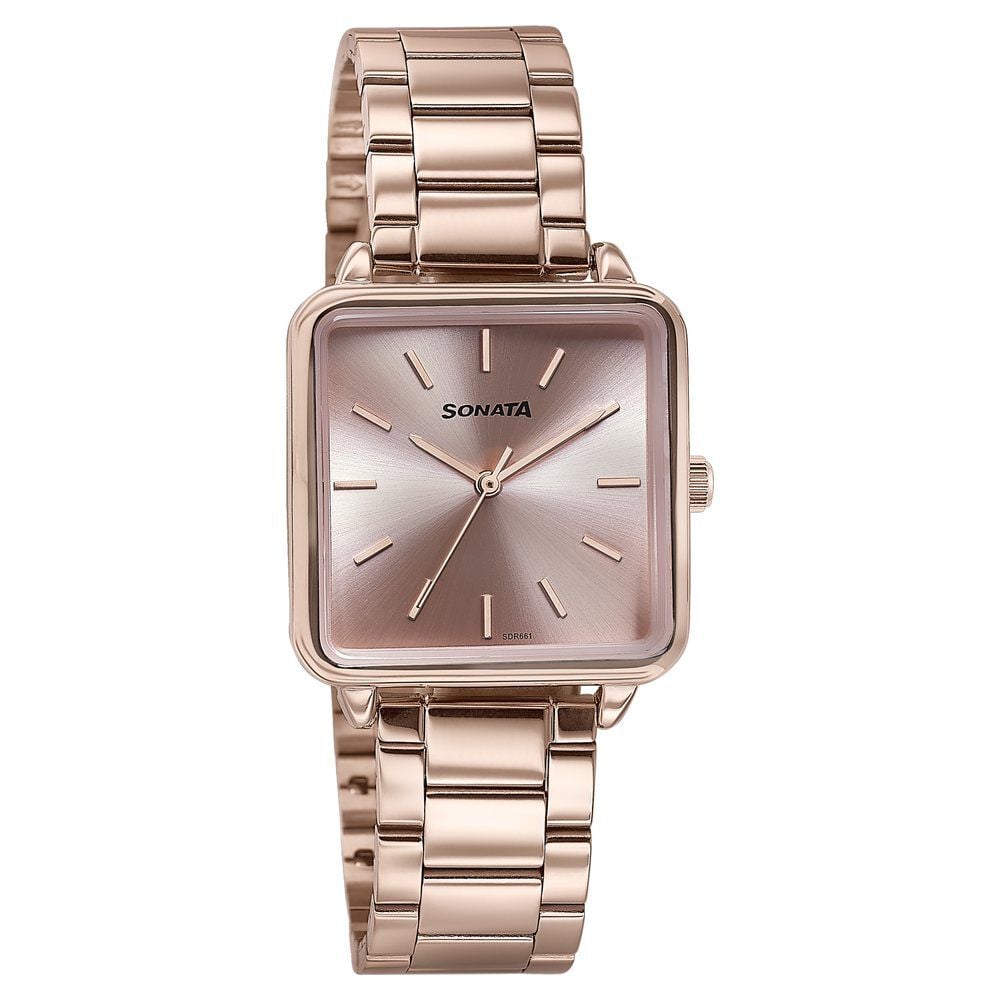 Sonata Wedding Edit Quartz Analog Pink Dial Stainless Steel Strap Watch For Women