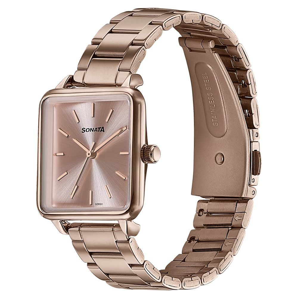 Sonata Wedding Edit Quartz Analog Pink Dial Stainless Steel Strap Watch For Women