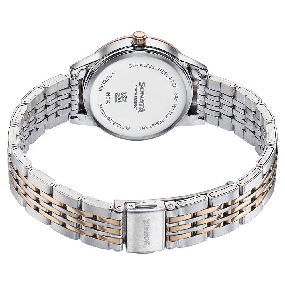 Sonata Wedding Quartz Analog Black Dial Stainless Steel Strap Watch For Women