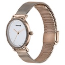 Sonata Quartz Analog White Dial Rose Gold Stainless Steel Strap Watch For Women