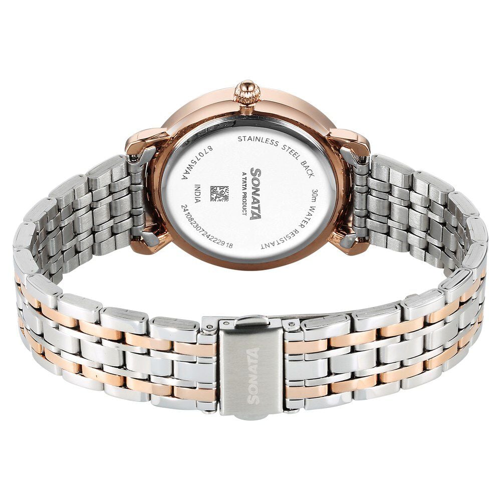 Sonata Wedding Quartz Analog Off White Dial Stainless Steel Strap Watch For Women